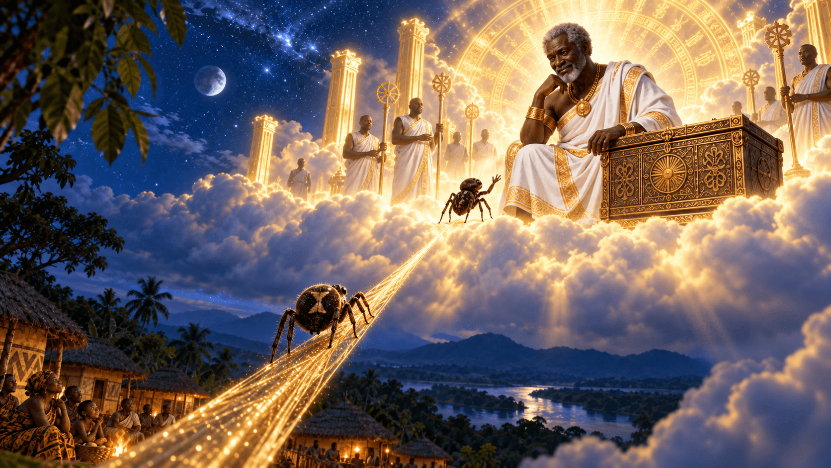 Illustration for scene 2 of Anansi and the Sky God