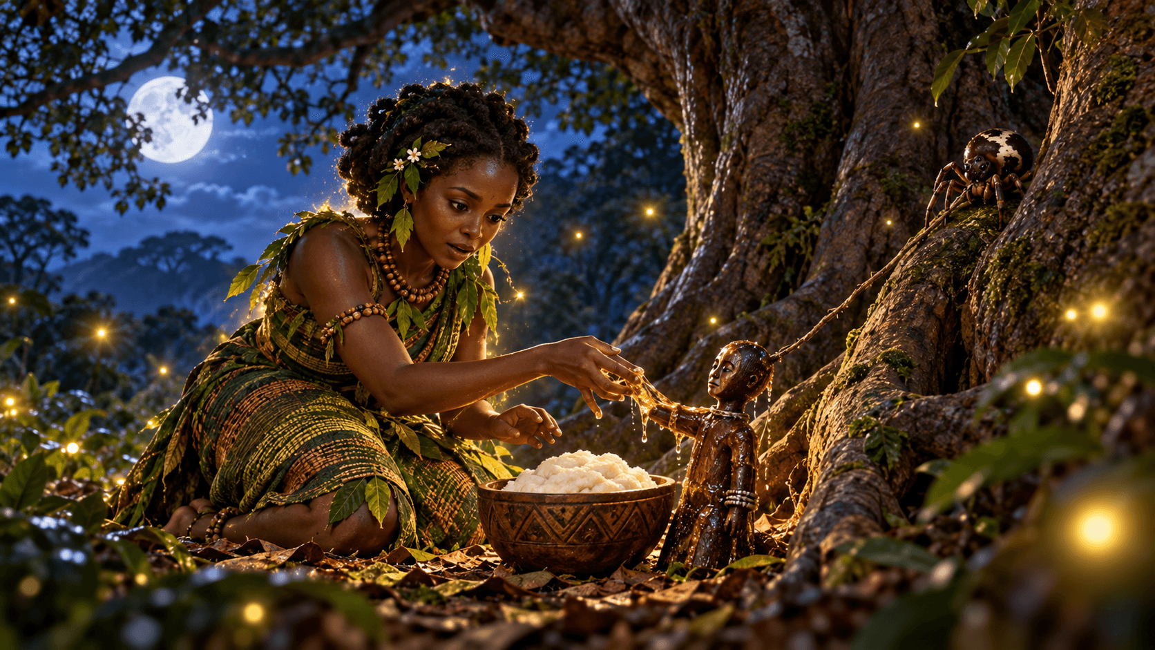Illustration for scene 28 of Anansi and the Sky God