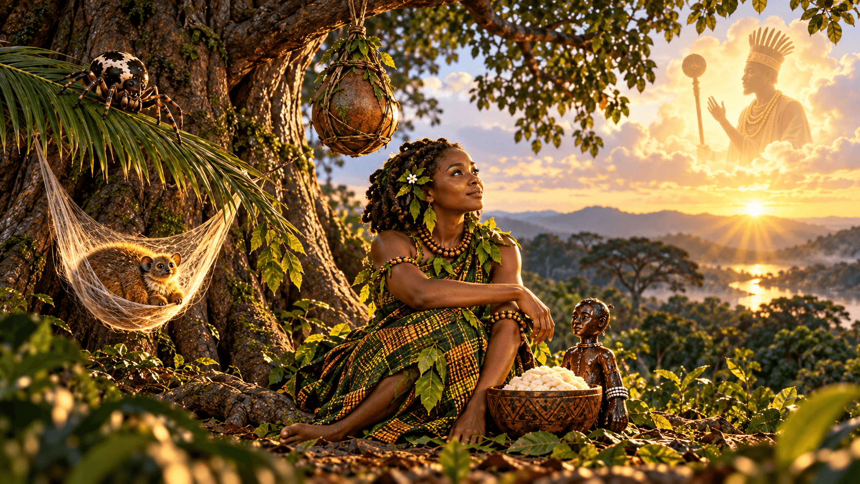 Illustration for scene 33 of Anansi and the Sky God