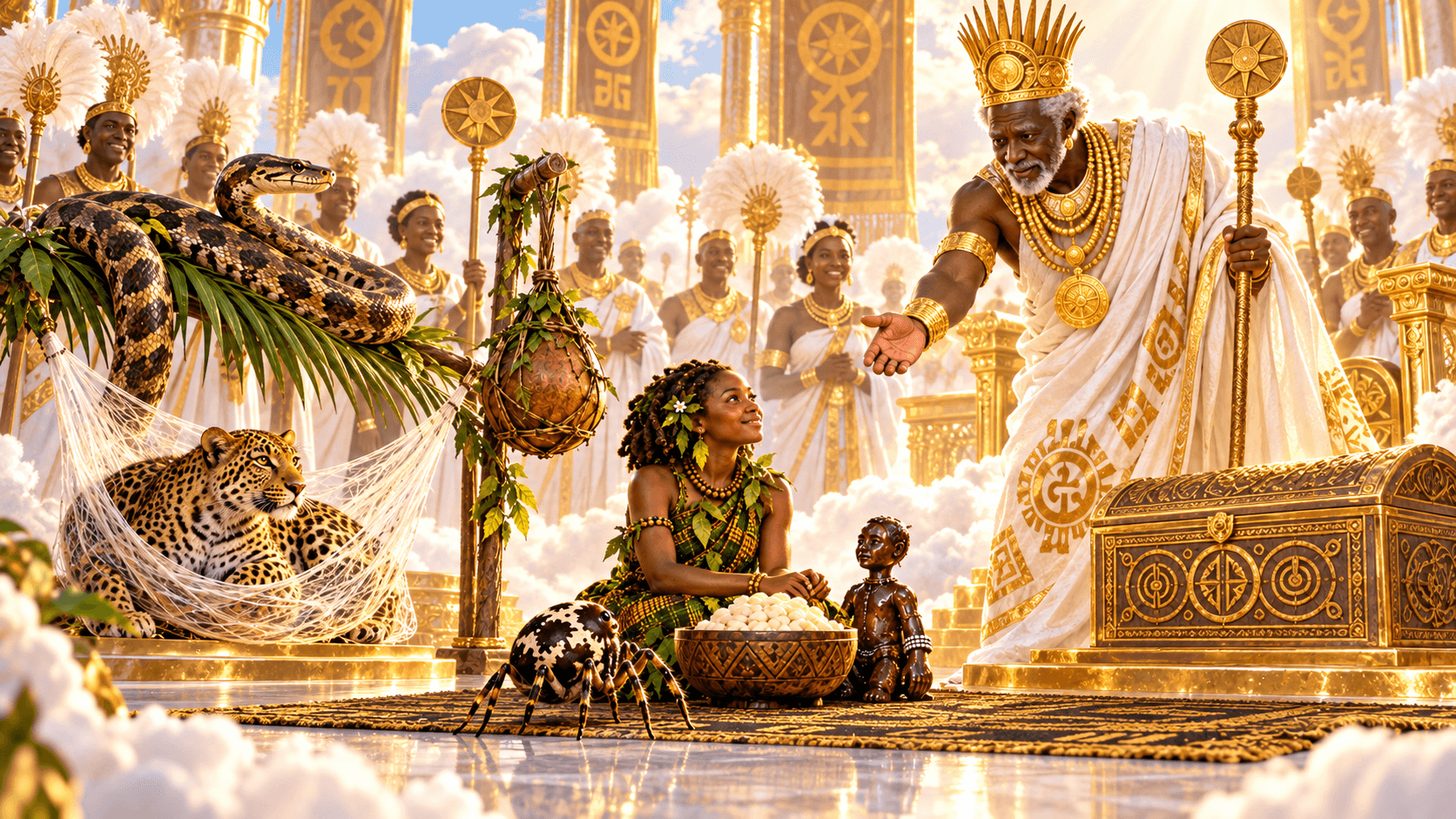 Illustration for scene 34 of Anansi and the Sky God