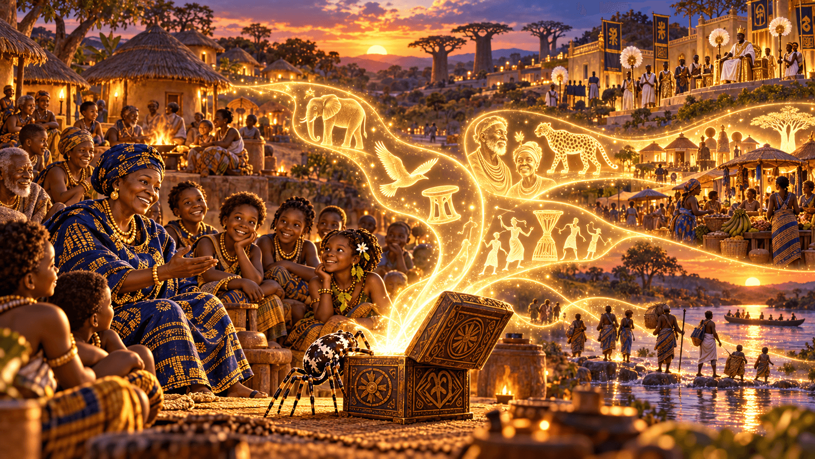Illustration for scene 38 of Anansi and the Sky God
