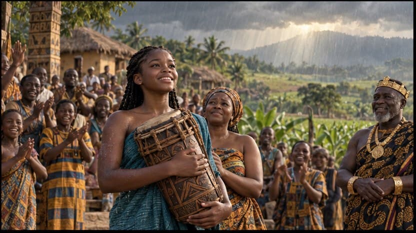 Illustration for scene 13 of Abena and the Sacred Drum