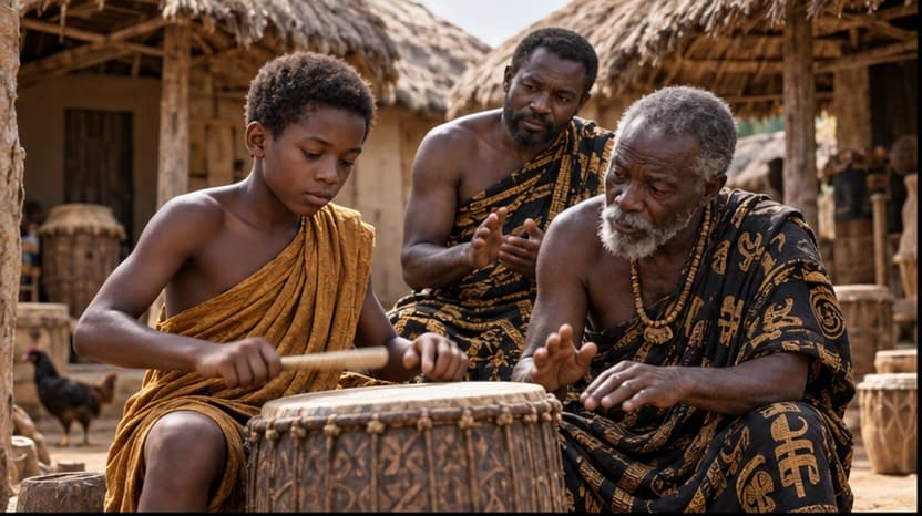 Illustration for scene 1 of The Origin of the Talking Drum