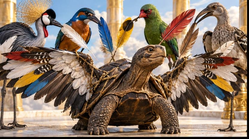 Illustration for scene 1 of Why the Tortoise Has a Cracked Shell